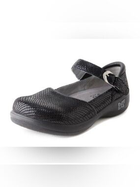 Alegria Women’s Kyra Mary Jane Reptile Leather Casual Walking Shoe Black size 37